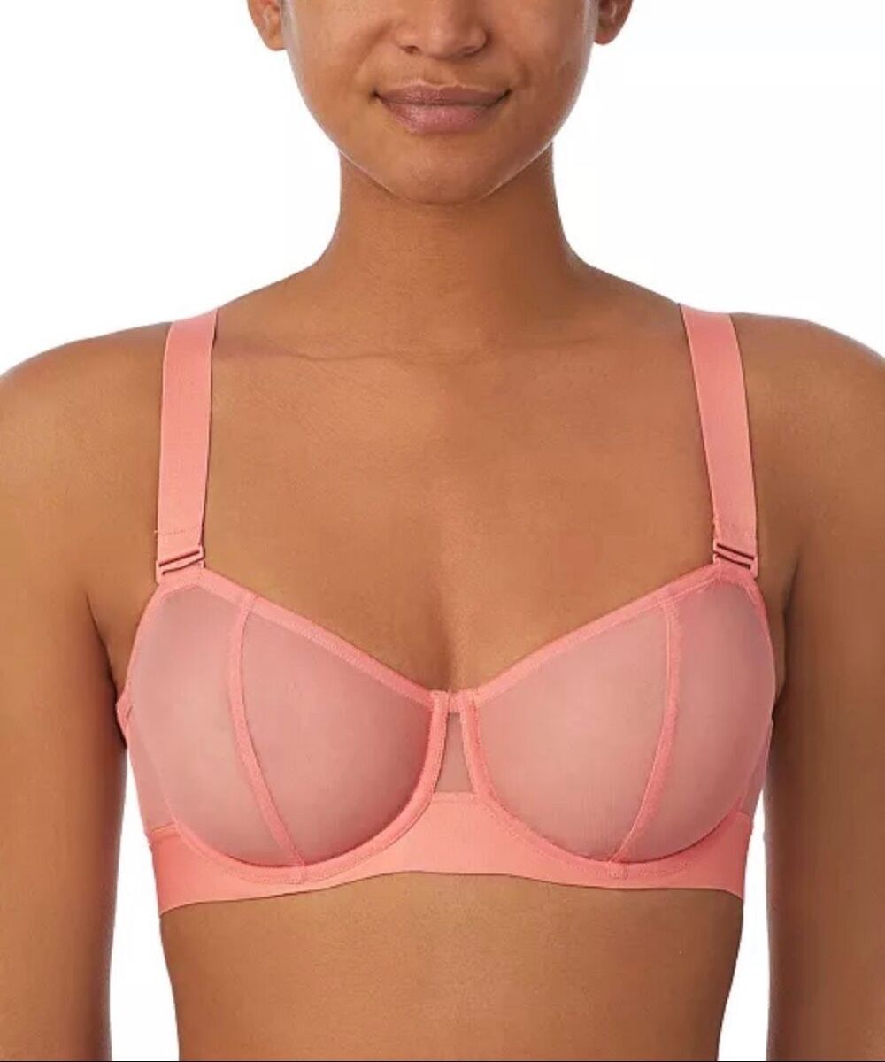 DKNY Sheers Strapless Convertible Mesh Bra Shell Pink 34A